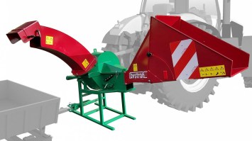 PIRBA Longa PTO csigás faaprító gép - kifúvócsöves traktor után - kardánhajtású, pótkocsi vonóhoroggal (SP/TRA/06)